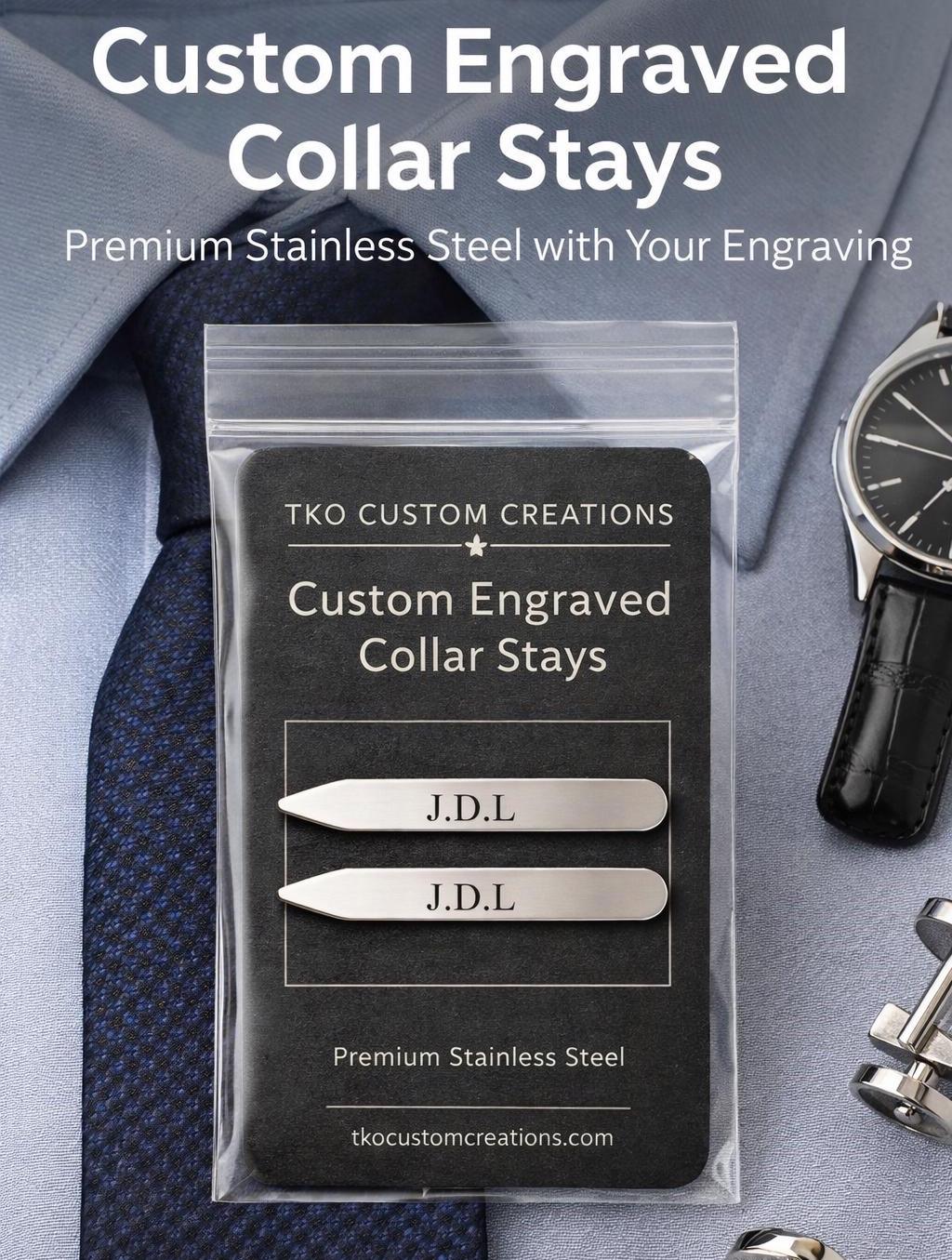 Custom Engraved Collar Stays