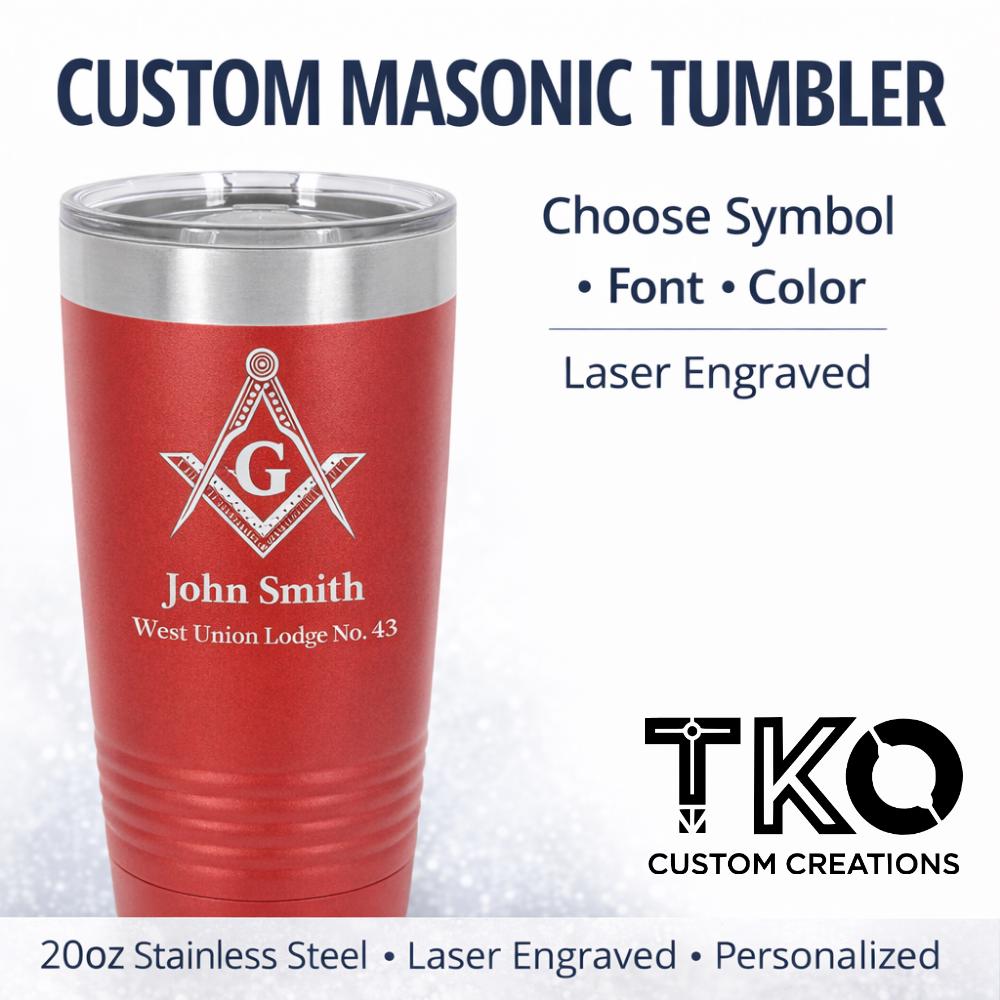 Custom Masonic Tumbler – Square & Compass, 20 oz