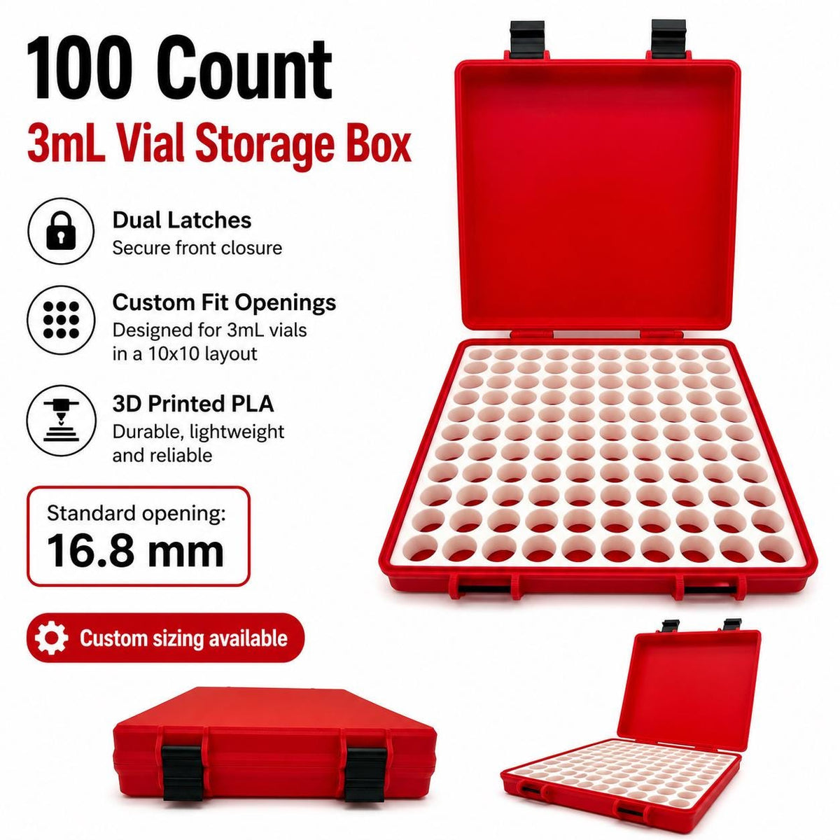 3 mL Vial Storage Box – 100 Count