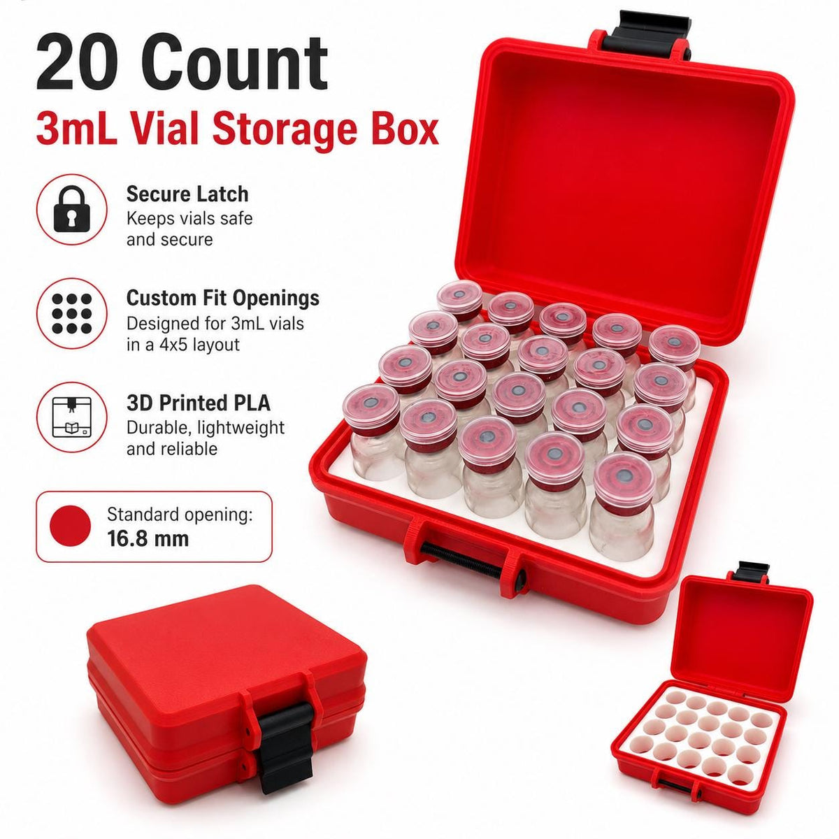 3 mL Vial Storage Box – 20 Count