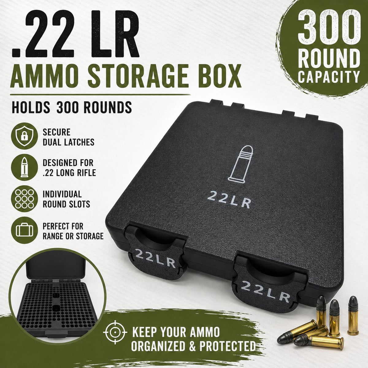 .22 LR Ammo Box – 300 Round